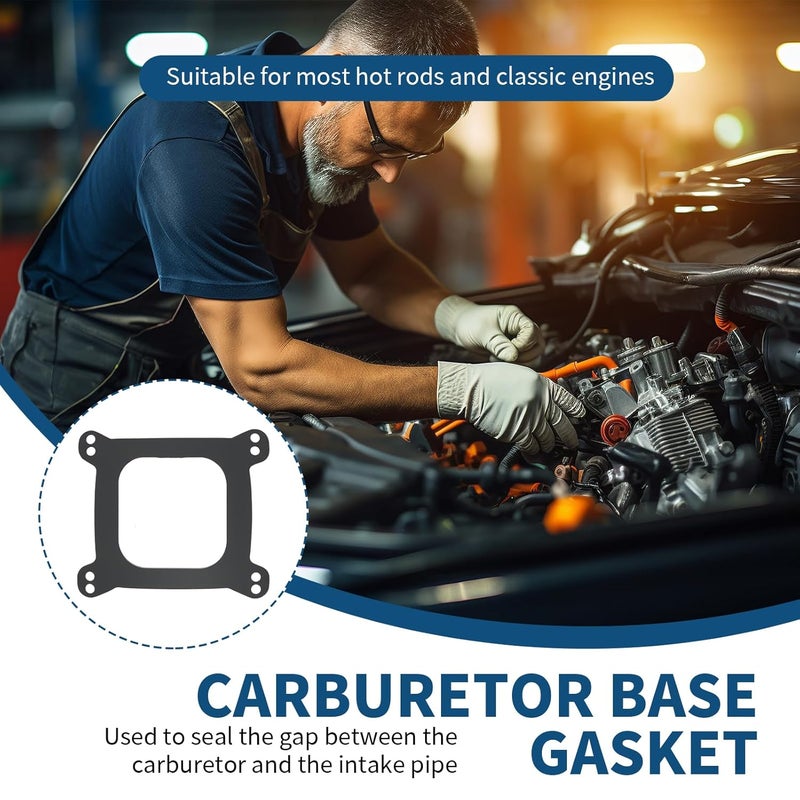 TNJPSEK 20 Pcs Square Bore 4BBL Carburetor Mounting Gaskets, Carburetor Base Gaskets Compatible with Holley 4150 4160 Edelbrock 1406 1405 1409 SBC BBC 350 454 302 351 Engine Repair Rebuild - Image 2